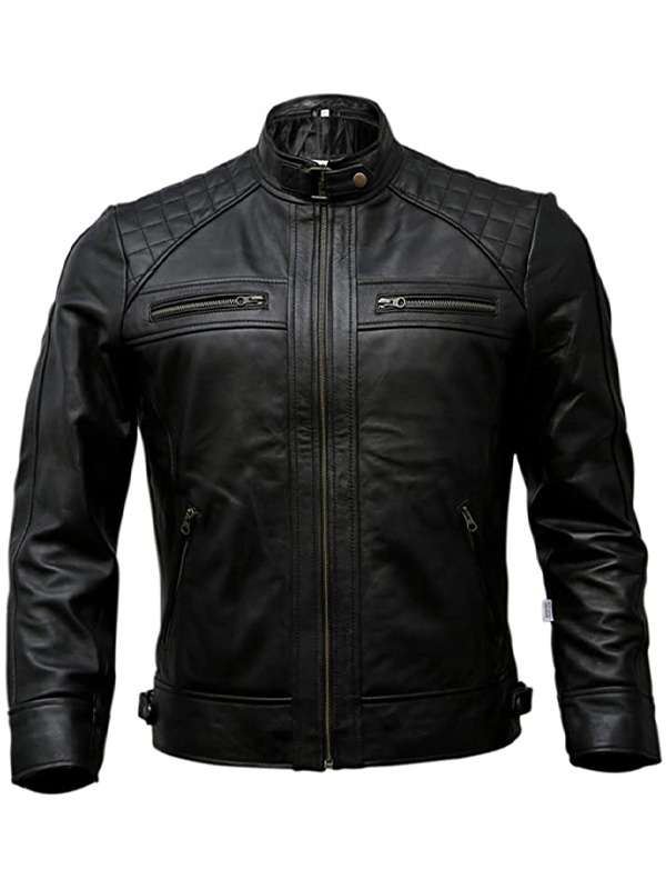 Men Real Lambskin Leather Biker Jacket