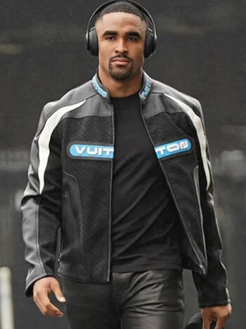 Jalen Hurts Louis Vuitton Black Leather Jacket