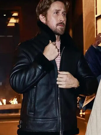 Ryan Gosling Shearling Black Leather Jacket